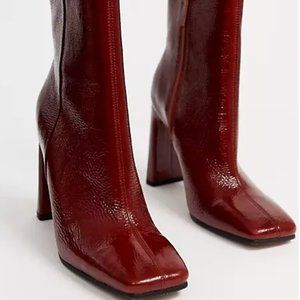TOPSHOP  Red Leather Ankle Boots ,  Size 41